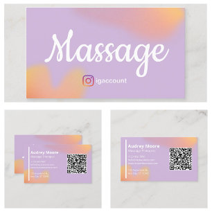 Carte De Visite Code QR de thérapeute en massage élégant moderne
