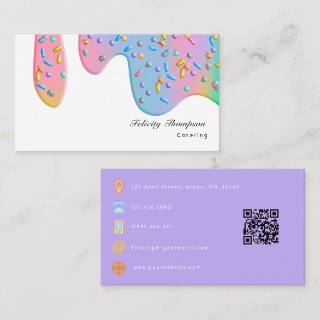 Carte De Visite Code QR de traiteur alimentaire (Devant / Derrière)