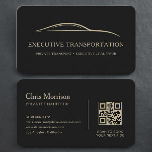 Carte De Visite Code QR de transport de luxe en or noir