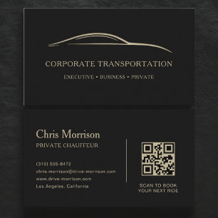 Carte De Visite Code QR de transport d'entreprise noir et or