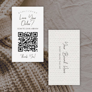 Carte De Visite Code QR de tricot à fil blanc simple Laissez un av