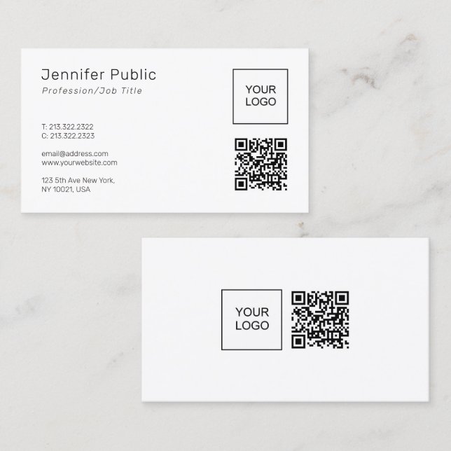 Carte De Visite Code QR de votre propre logo de société Modèle élé (Devant / Derrière)