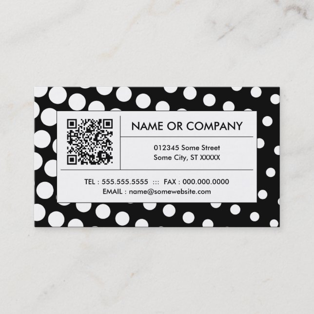 Carte De Visite Code QR demi-ton noir et blanc (Devant)