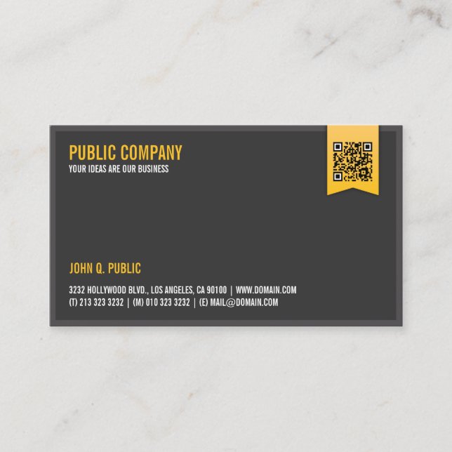 Carte De Visite Code QR d'entreprise élégant (Devant)