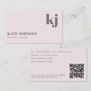 Carte De Visite Code QR des initiales d'un salon de spa pour fille