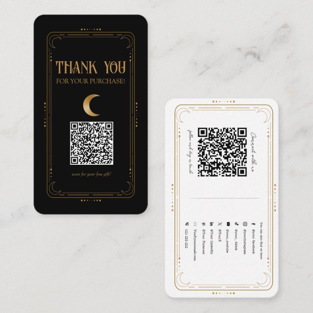 Carte De Visite Code QR des médias sociaux de la Lune dorée mystiq (Devant / Derrière)