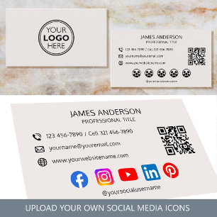 Carte De Visite Code QR des médias sociaux de logo professionnel b