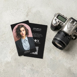 Carte De Visite Code QR des médias sociaux de styliste photo moder