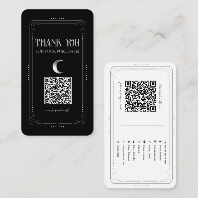 Carte De Visite Code QR des médias sociaux occultes de Silver Moon (Devant / Derrière)