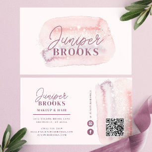 Carte De Visite Code QR des médias sociaux Rose Poussiéreuse Lavan