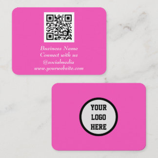 Carte De Visite Code QR des médias sociaux scannable rose néon