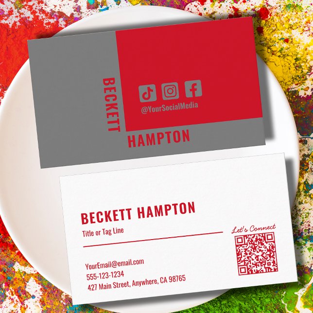 Carte De Visite Code QR des médias sociaux simples (Créateur téléchargé)