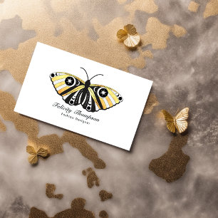 Carte De Visite Code QR des papillons dorés célestes mystiques