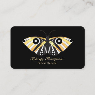 Carte De Visite Code QR des papillons dorés célestes mystiques