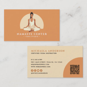 Carte De Visite Code QR des réseaux sociaux du lotus de yoga/moder