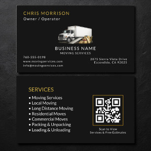 Carte De Visite Code QR des services de camions de déménagement no