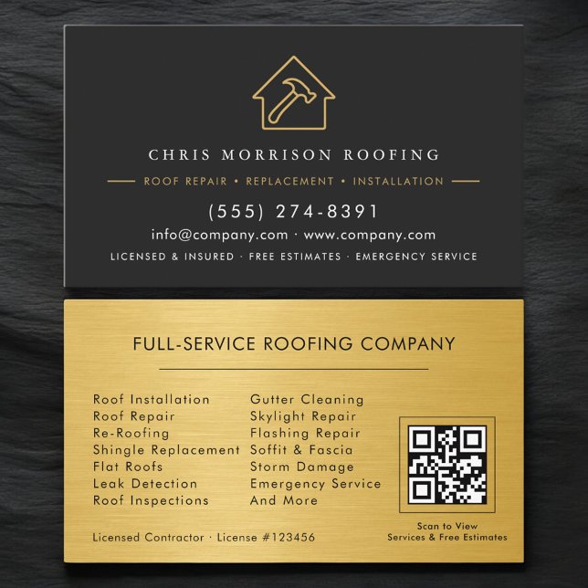 Carte De Visite Code QR des services de construction de toiture (Créateur téléchargé)