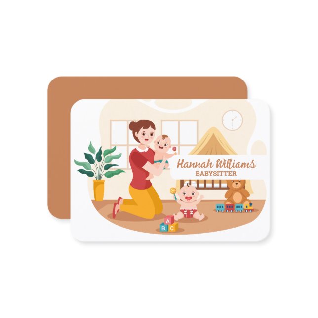 Carte De Visite Code QR des services de garde d'enfants (Devant/Arrière en situation)