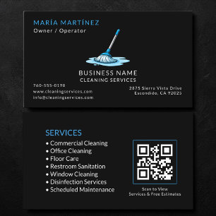 Carte De Visite Code QR des services de nettoyage commercial