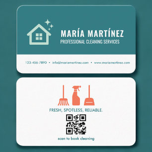 Carte De Visite Code QR des services de nettoyage de maison Profes