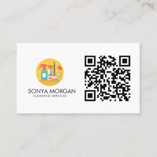 Carte De Visite Code QR des services de nettoyage minimaliste mode