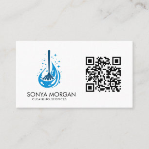 Carte De Visite Code QR des services de nettoyage modernes Logo Ba
