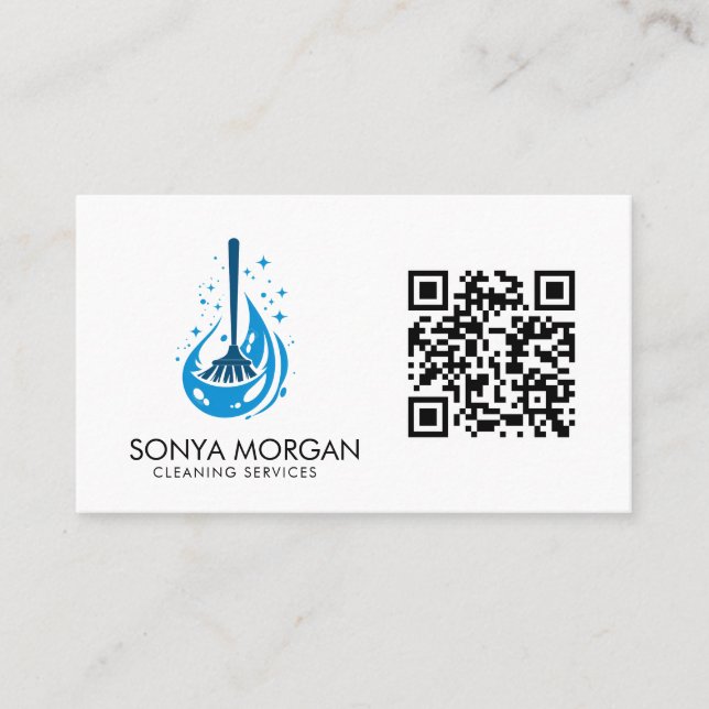Carte De Visite Code QR des services de nettoyage modernes Logo Ba (Devant)