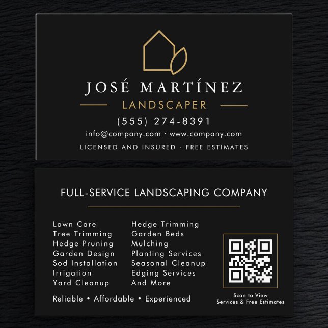 Carte De Visite Code QR des services de soins de pelouse d'aménage (Créateur téléchargé)