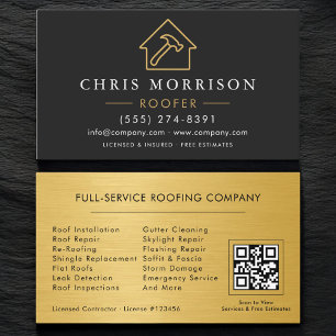 Carte De Visite Code QR des services de toiture professionnels