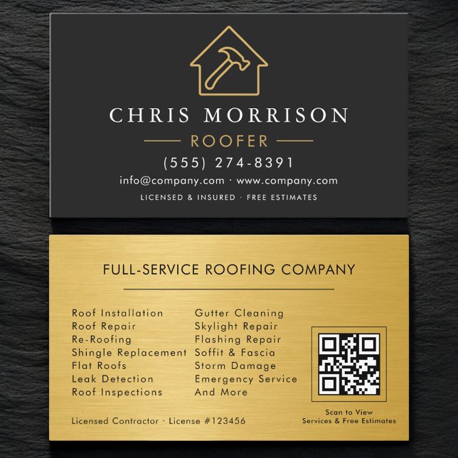 Carte De Visite Code QR des services de toiture professionnels (Créateur téléchargé)