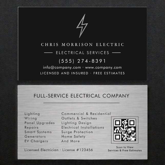 Carte De Visite Code QR des services électriques professionnel (Créateur téléchargé)