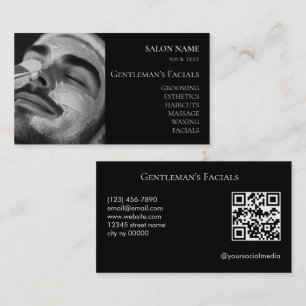 Carte De Visite Code QR des soins faciaux pour hommes de soins de 