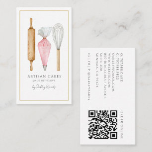 Carte De Visite Code QR des ustensiles de boulangerie Baker Bakery