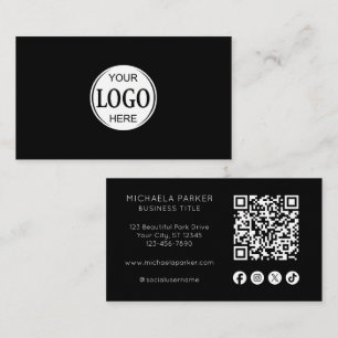 Carte De Visite Code QR d'icône sociale de logo personnalisé Profe