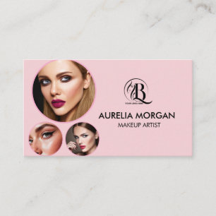 Carte De Visite Code QR d'icône sociale de script Rose Blush 3 Pho