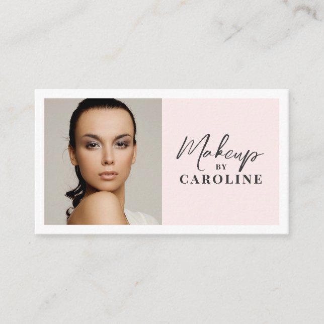 Carte De Visite Code QR d'icône sociale de script rose Blush Photo (Devant)