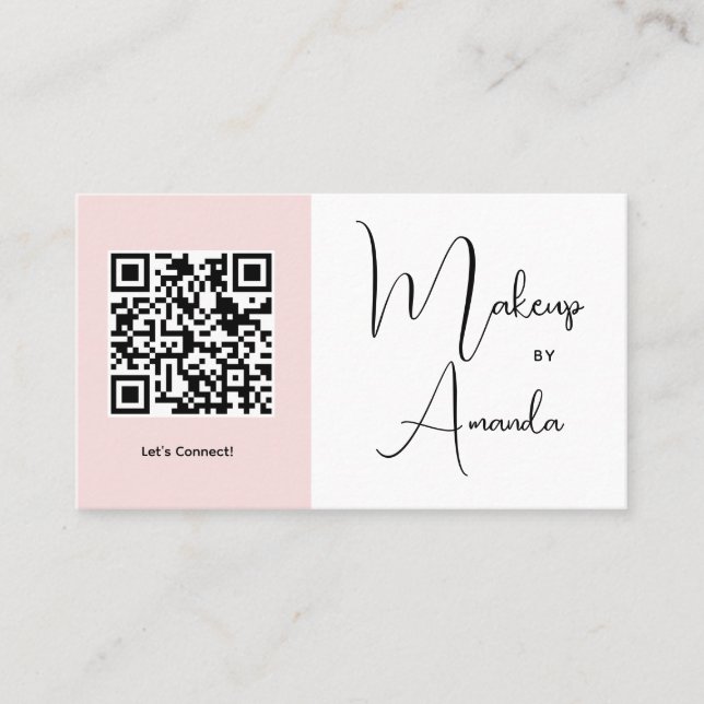 Carte De Visite Code QR d'icône sociale de script rose pour la pho (Devant)