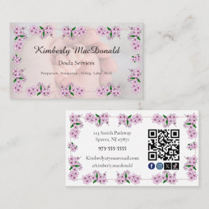 Carte De Visite Code QR d'icône sociale florale des services de do