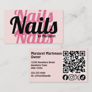 Carte De Visite Code QR d'icône sociale gras rose Blush pour salon