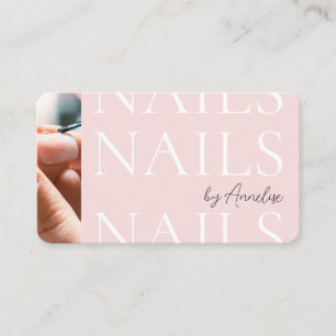 Carte De Visite Code QR d'icône sociale Rose Pâle Modern Nails Pho
