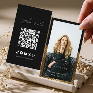 Carte De Visite Code QR d'influenceur social de luxe minimal moder