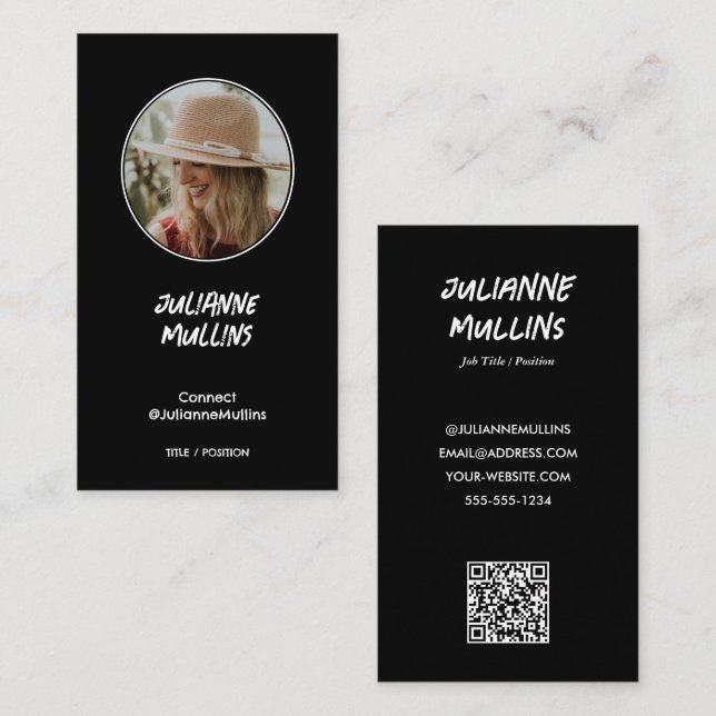 Carte De Visite Code QR d'influenceur sur les médias sociaux (Devant / Derrière)