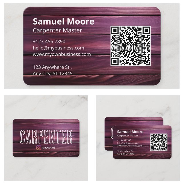 Carte De Visite Code QR d'informations commerciales Charpentier (Business Info QR Code Carpenter Business Card
)