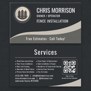 Carte De Visite Code QR d'installation de clôture