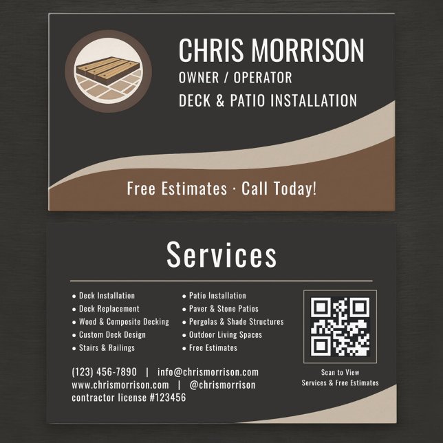 Carte De Visite Code QR d'installation de terrasse et de deck (Créateur téléchargé)