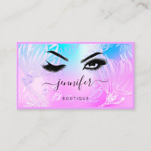 Carte De Visite Code QR du cadre de fleurs Logo Lash Studio person