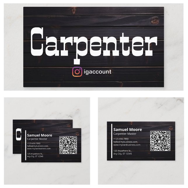 Carte De Visite Code QR du charpentier (Carpenter QR Code Business Card
)