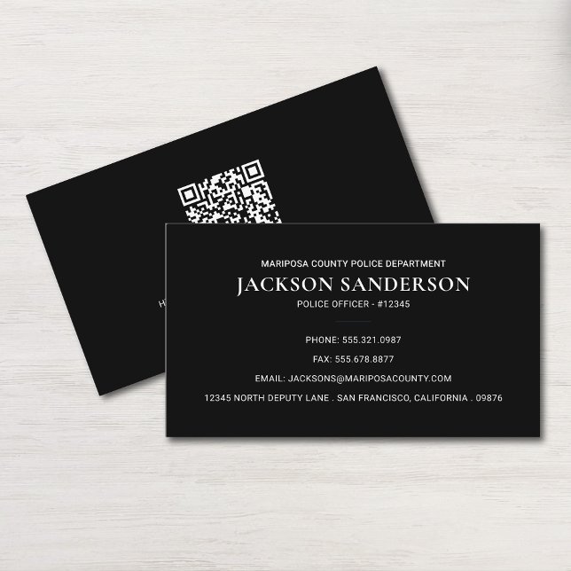 Carte De Visite Code QR du département de police Application de la (Police Officer Department QR Code Law Enforcement Business Card)