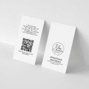 Carte De Visite Code QR du logo blanc clair générique professionne