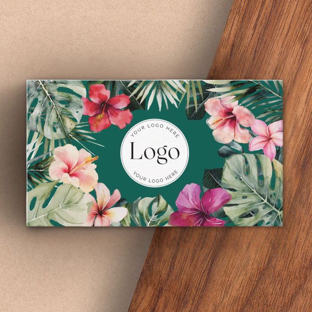 Carte De Visite Code QR du logo botanique floral tropical (Close up)